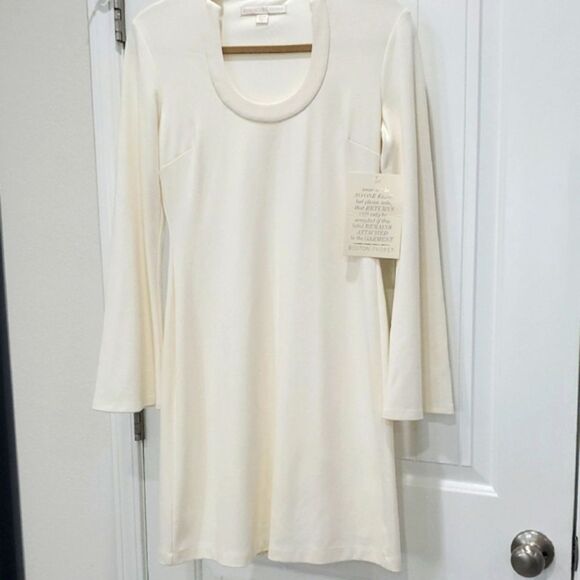 Boston Proper Womans Elegant Cream Long Sleeve Dress, Nwy, XS - Picture 1 of 8
